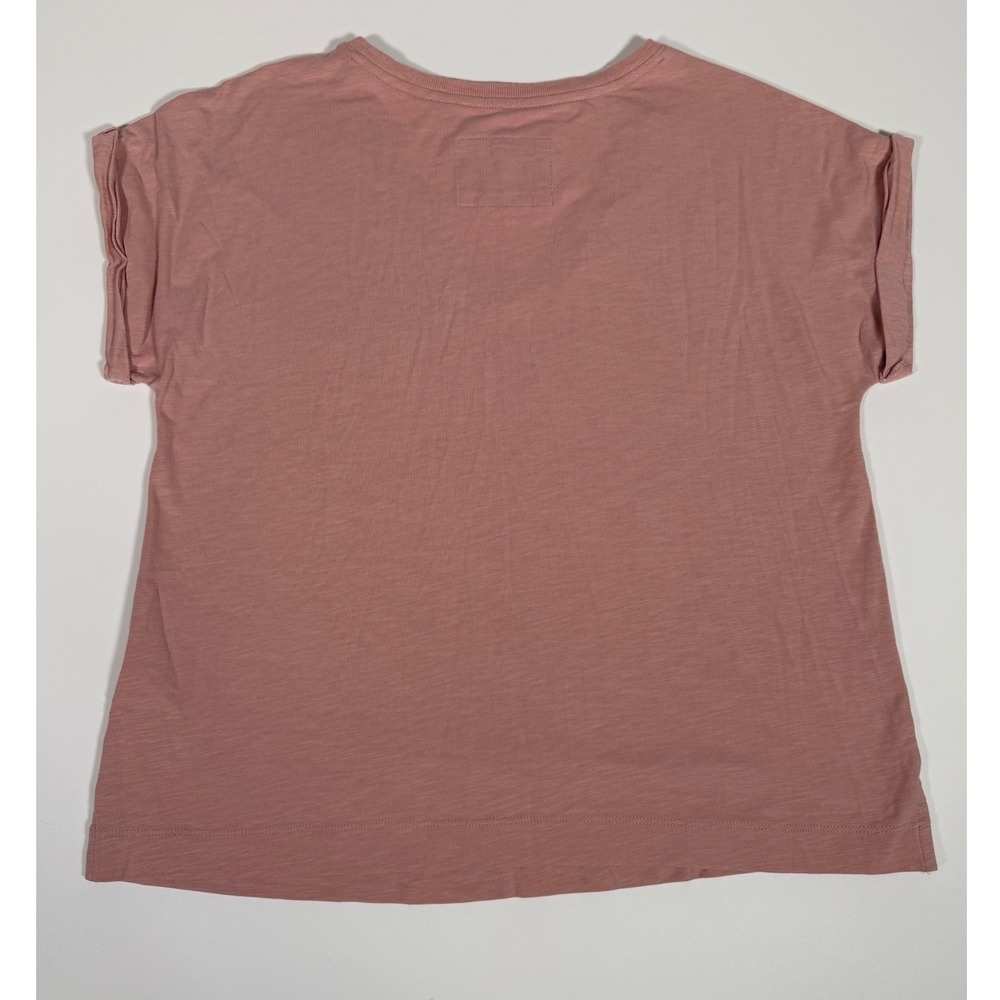 C&C California Slub Knit V-Neck Tee Dusty Rose Pink Boho Minimalist Large - Picture 3 of 8